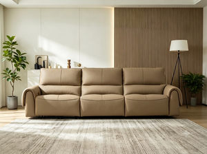 Premium Leather Reclining Sofa with Adjustable Headrests & Deep Cushioned Seating