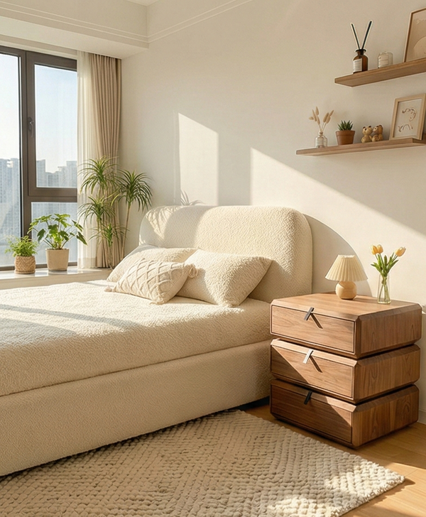 Solid Wood 3-Tier Swivel Nightstand