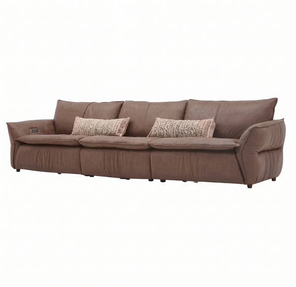 Modern Extra-Wide 3-Seater Power Reclining Sofa - Faux Leather with USB Port & Lumbar Pillows（L-331）