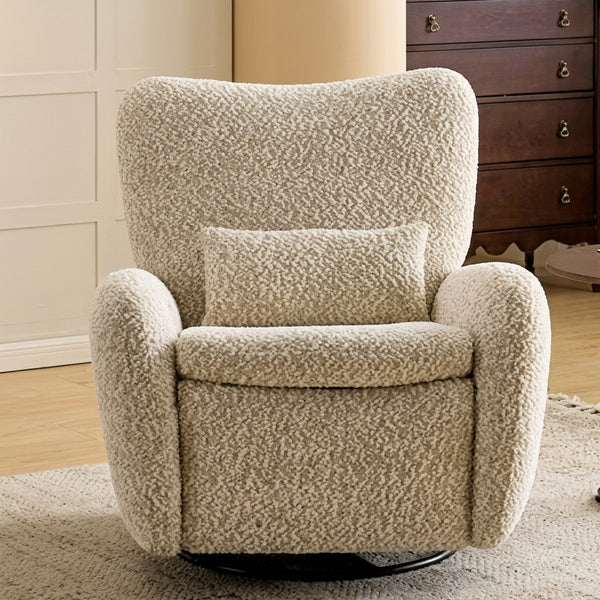 Modern Minimalist Down-Filled Power Recliner Chair | Chenille Swivel Accent Sofa
