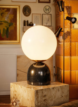 Modern Marble Table Lamp with Opal Glass Globe - Minimalist Nightlight