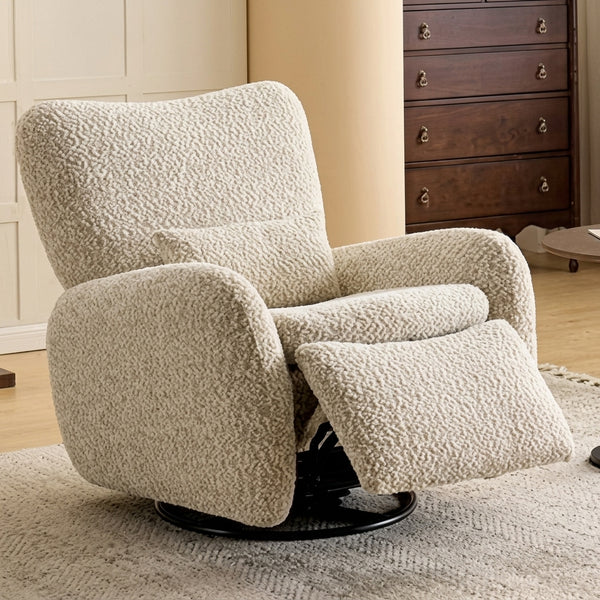 Modern Minimalist Down-Filled Power Recliner Chair | Chenille Swivel Accent Sofa