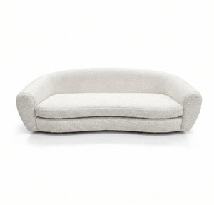 Minimalist Ivory Teddy Fleece Crescent Sofa with High-Density Foam