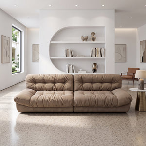 Contemporary Low-Profile Oversized Lounge Sofa in Premium Chenille