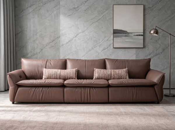 Modern Extra-Wide 3-Seater Power Reclining Sofa - Faux Leather with USB Port & Lumbar Pillows（L-331）