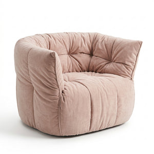 Contemporary Ruched Chenille Cloud Lounge Chair - High-Density Foam Blush Pink Armchair - Quiet Luxury Enveloping Bucket Chair