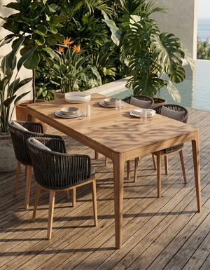 Minimalist Scandinavian Wood Dining Table - Rectangular Oak Finish Table with Tapered Legs - Modern Japandi Kitchen Furniture for 4-6 People