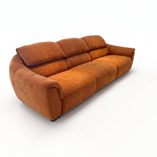 Modern 123" Oversized Cotton Linen 3-Seater Sofa in Terracotta