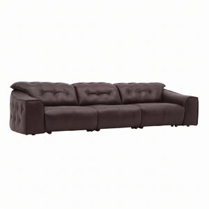 Contemporary Dark Brown PU Leather Electric Reclining Couch - 3 Seater（L-325P）