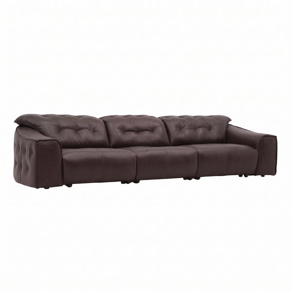 Contemporary Dark Brown PU Leather Electric Reclining Couch - 3 Seater（L-325P）