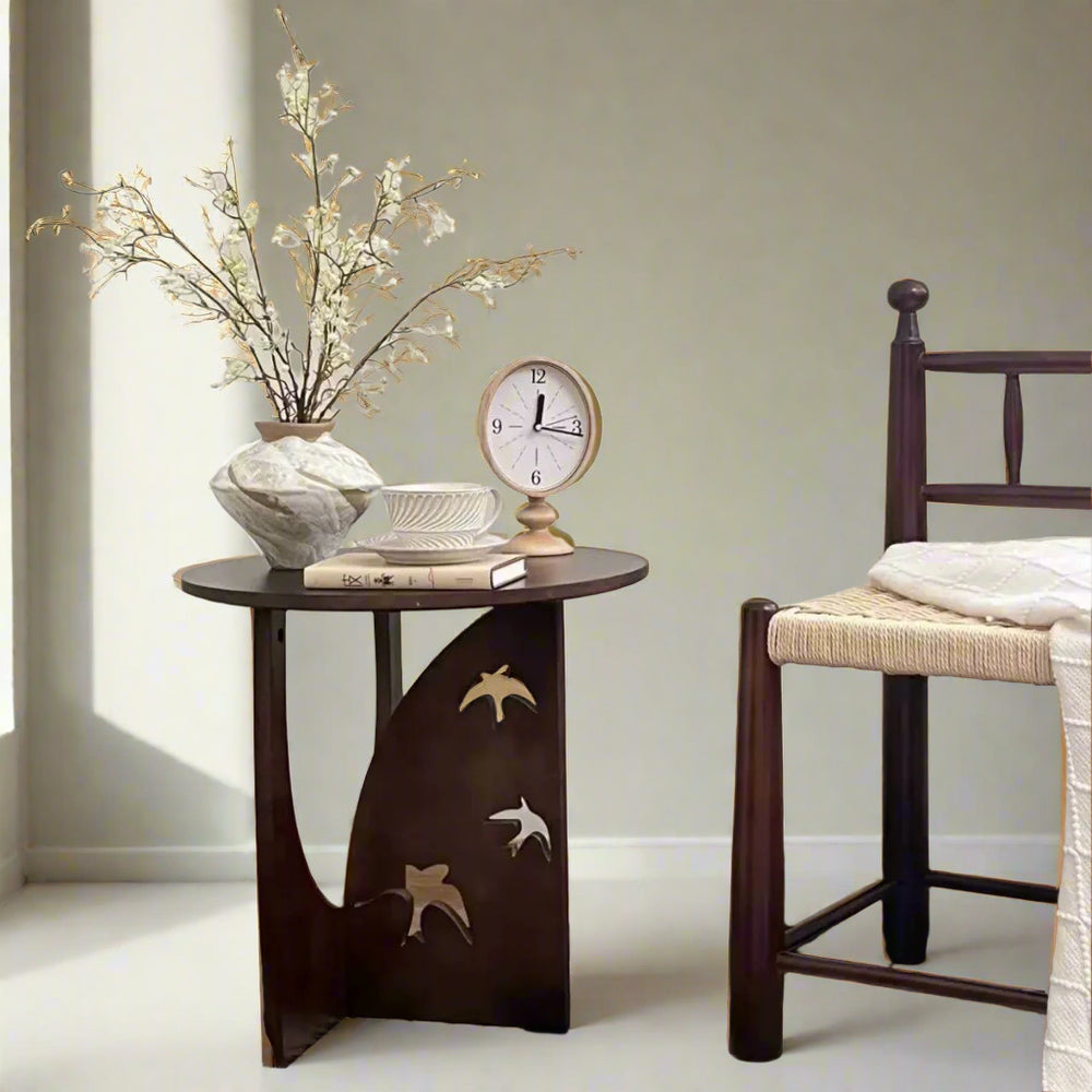 Side Table with Swallow Carving