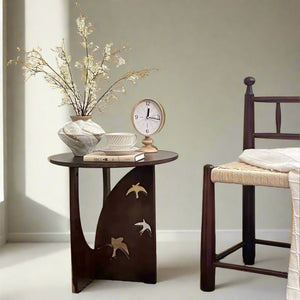 Side Table with Swallow Carving