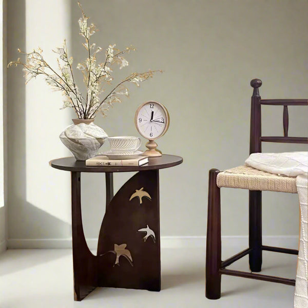Side Table with Swallow Carving