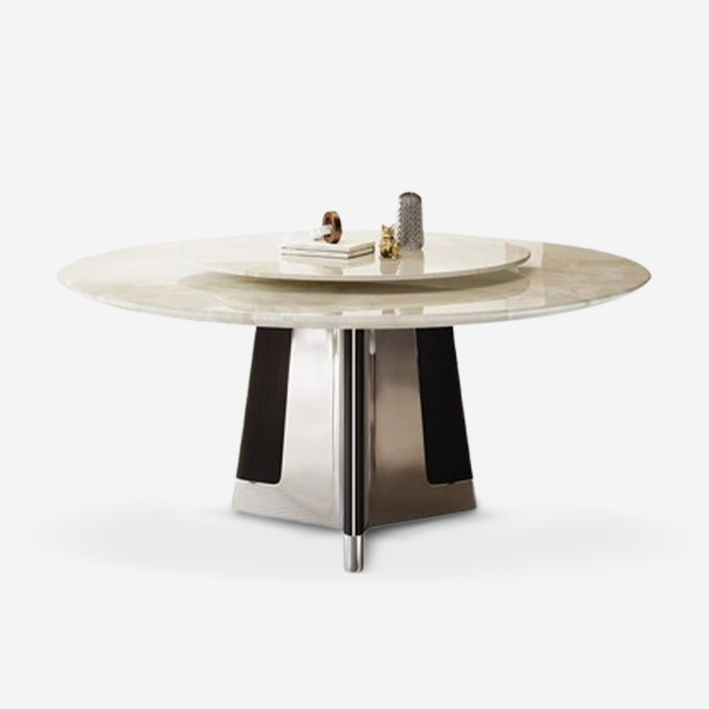 Round Marble Dining Table with Lazy Susan