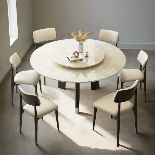 Round Marble Dining Table with Lazy Susan