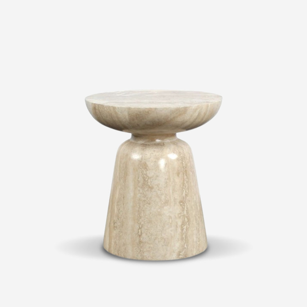 Travertine-Pattern Side Table