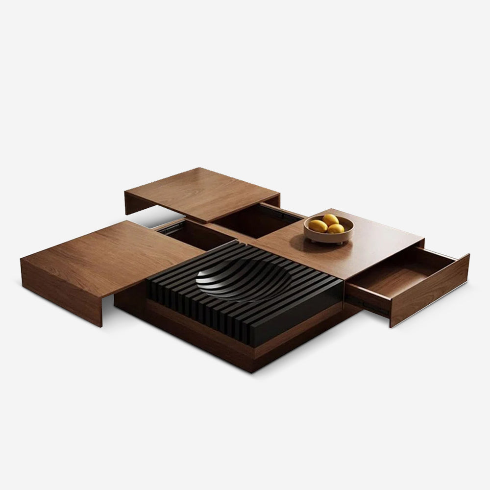 Square Wooden Coffee Table with Storage