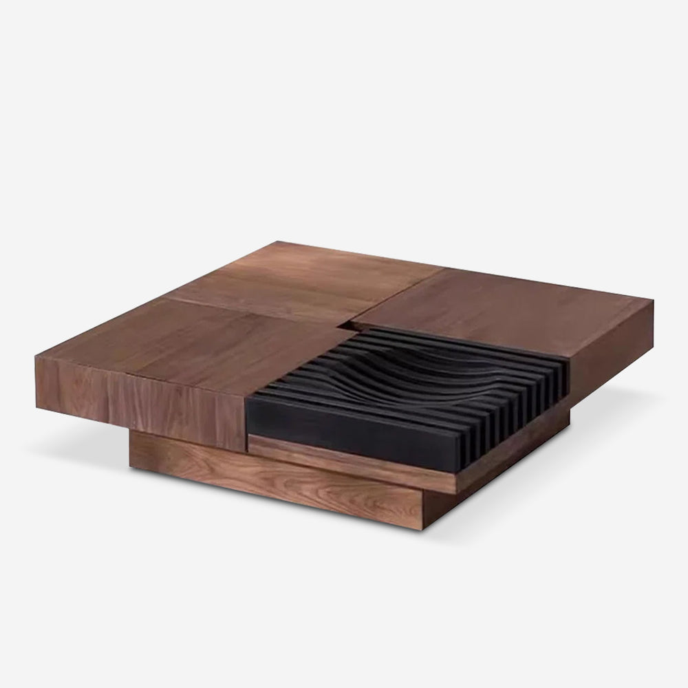 Square Wooden Coffee Table with Storage