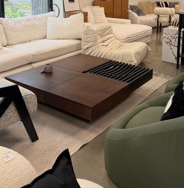 Square Wooden Coffee Table with Storage