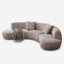Modern Curved Chenille Sofa – Sculptural Upholstered Living Room Couch