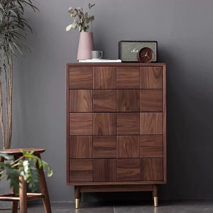 Black Walnut Solid Wood Five-Drawer Side Cabinet