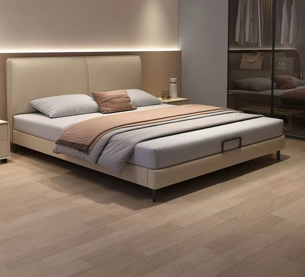 Minimalist Genuine Leather Bed