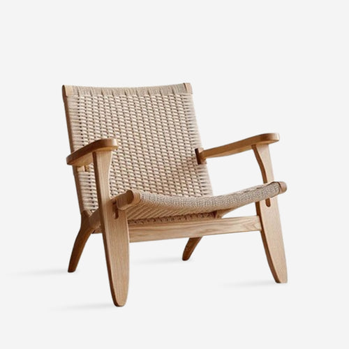 Modern Rope Woven Armchair with Supportive Arms – Handcrafted Accent Chair for Living Room, Patio & Lounge