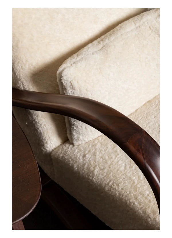 Irregular Armrest Faux Sherpa Lounge Chair