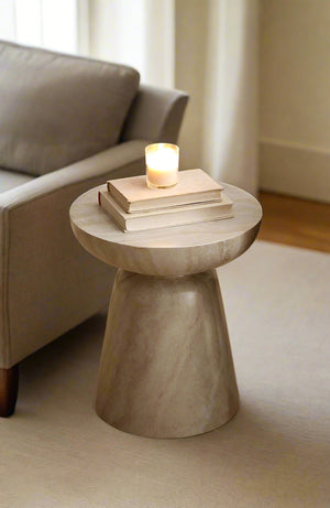 Travertine-Pattern Side Table