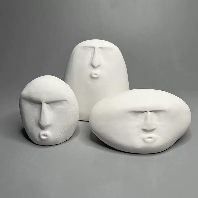 Set of 3 Stone Family Decorative Statues
