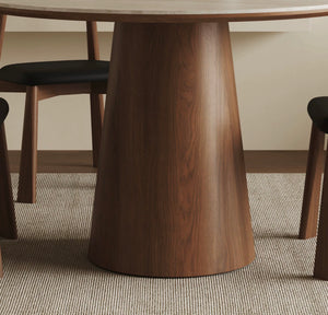 Solid Wood Sintered Stone Round Dining Table