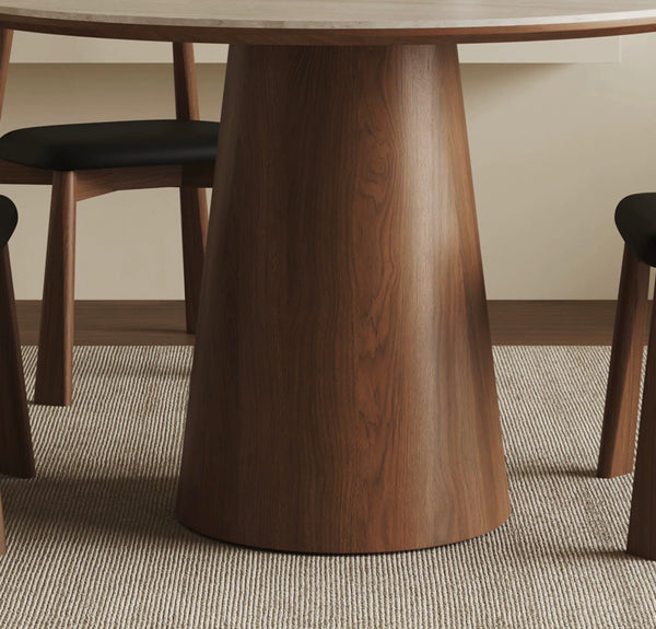 Solid Wood Sintered Stone Round Dining Table