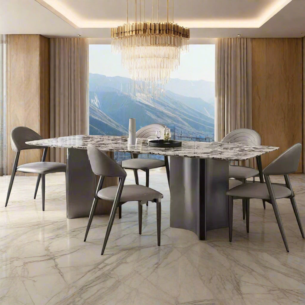 Snow Mountain Blue Marble Dining Table