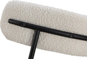 Aere Boucle Upholstered Metal Leg Dining Chair in Ivory and Black
