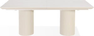 Cannon Stone Top Double Pedestal Extension Dining Table with Ivory Wood Base