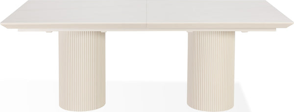 Cannon Stone Top Double Pedestal Extension Dining Table with Ivory Wood Base
