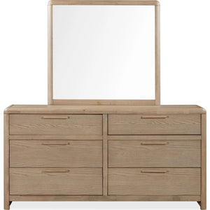 Natural Oak Wood Framed Mirror with Rounded Corners | Modern Bedroom Dresser Mirror
