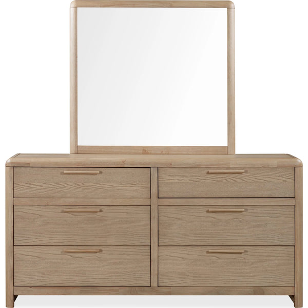 Natural Oak Wood Framed Mirror with Rounded Corners | Modern Bedroom Dresser Mirror