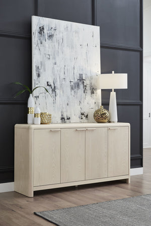 Liv Four Door Ash Wood Sideboard in White Sand