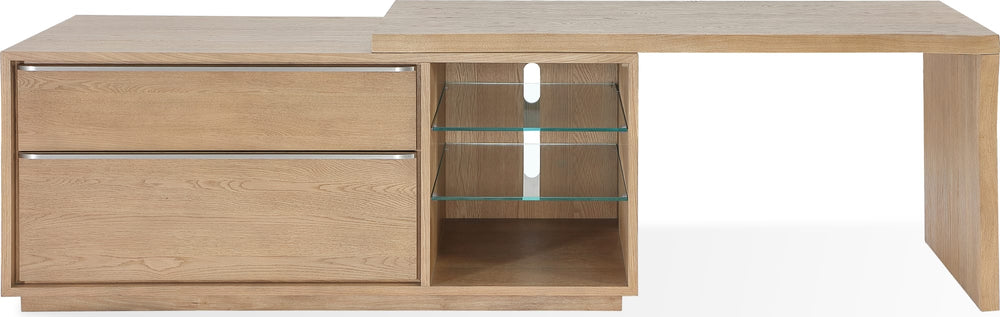 One Live Edge Edge Executive Desk in White Oak and Glass