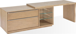 One Live Edge Edge Executive Desk in White Oak and Glass