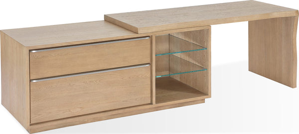 One Live Edge Edge Executive Desk in White Oak and Glass