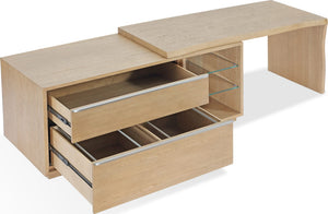 One Live Edge Edge Executive Desk in White Oak and Glass