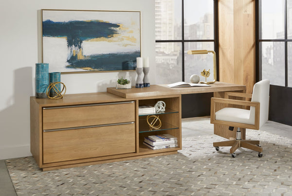 One Live Edge Edge Executive Desk in White Oak and Glass