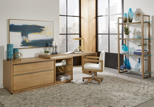One Live Edge Edge Executive Desk in White Oak and Glass