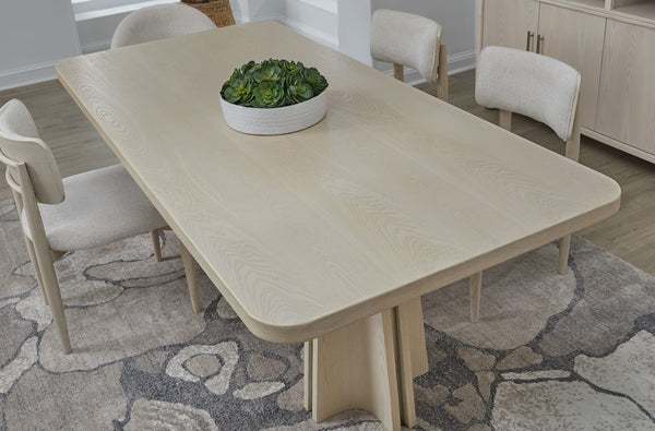 Zinnia Ash Wood Double Pedestal Dining Table in White Sand