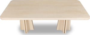 Zinnia Ash Wood Double Pedestal Dining Table in White Sand