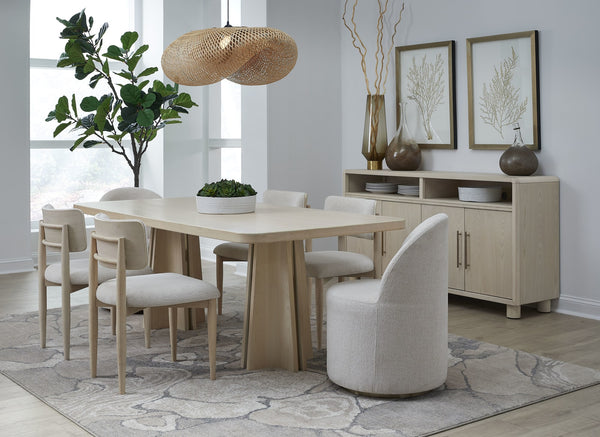 Zinnia Ash Wood Double Pedestal Dining Table in White Sand
