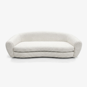 Minimalist Ivory Teddy Fleece Crescent Sofa with High-Density Foam