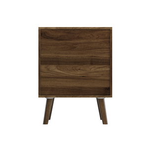 Medieval-style modern double-drawer bedside table with solid wood legs, bedroom bedside table, bedroom side table, 15.75 x 15.75 x 22.64 inches, walnut color, 2-pack